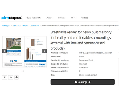 Mapei está presente en bimobject la mayor plataforma mundial de contenido BIM